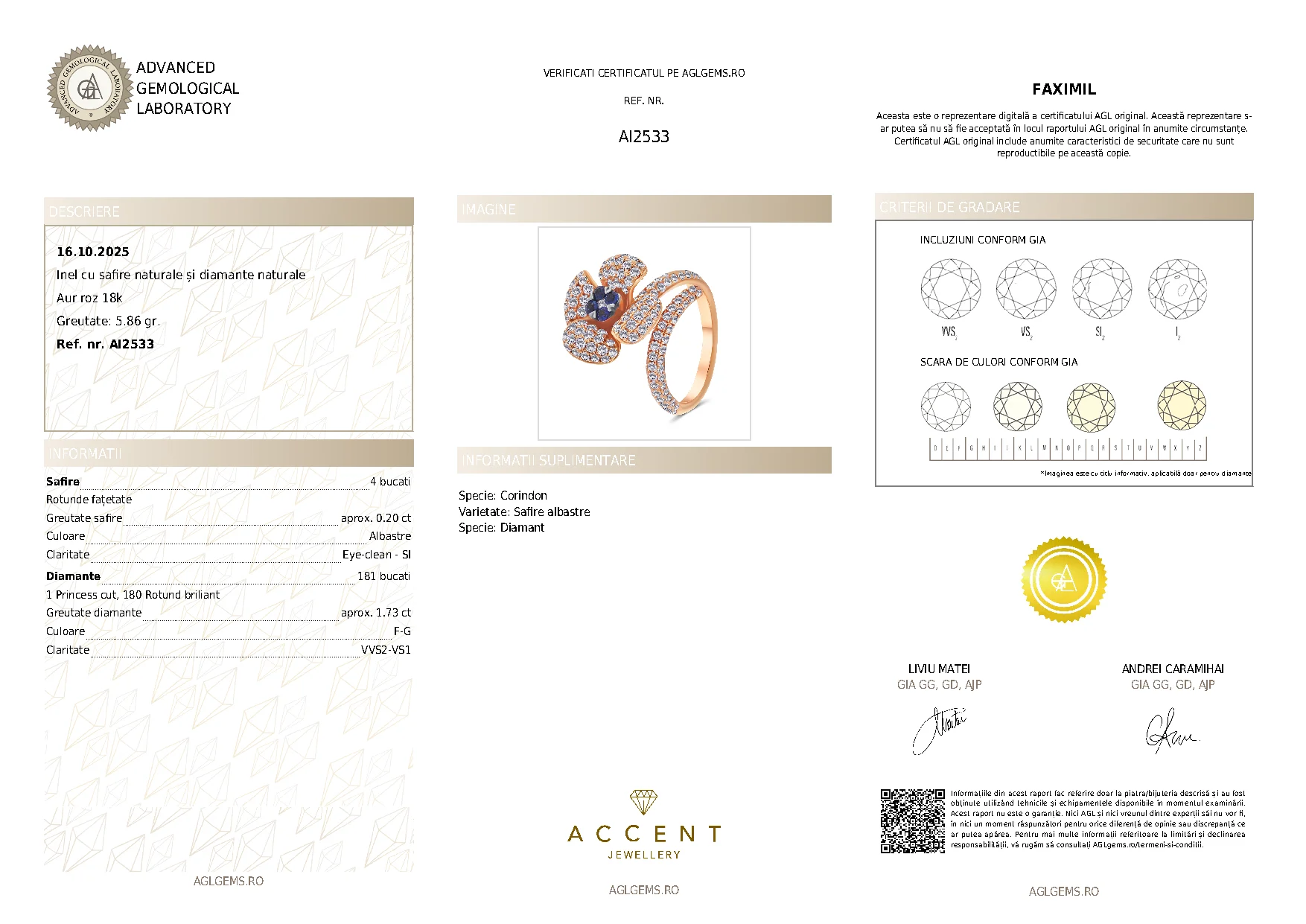 Certificat gemologic Bucuresti diamante pietre pretioase Accent Bijuterii